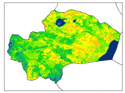  نقشه رطوبت اشباع خاک سطحی (در عمق صفر سانتیمتری) استان قم