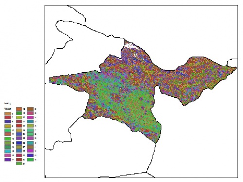  نقشه ظرفیت تبادلی کاتیون خاک در عمق 5 سانتیمتری استان تهران