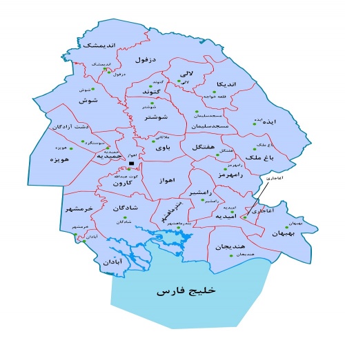  وکتور استان خوزستان به تفکیک شهرستان ها