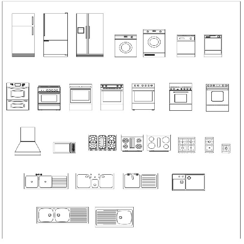  فایل اتوکد مبلمان و تجهیزات آشپزخانه برای طراحی داخلی