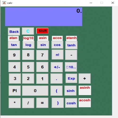  کد متلب GUI یک ماشین حساب 