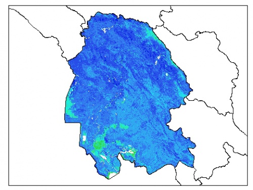  نقشه وزن مخصوص ظاهری خاک در عمق 60 سانتیمتری استان خوزستان