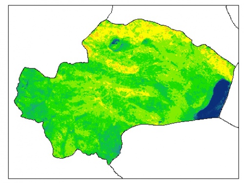  نقشه رطوبت اشباع خاک در عمق 60 سانتیمتری استان قم