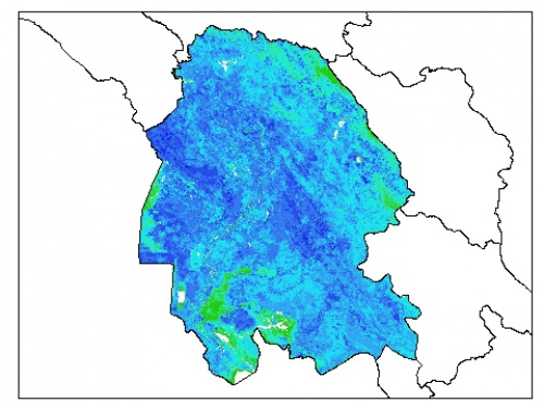  نقشه وزن مخصوص ظاهری خاک در عمق صفر سانتیمتری استان خوزستان