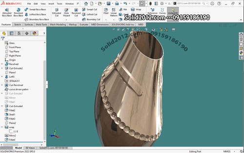  آموزش پیشرفته سالیدورک solidworks دستور curve driven pattrn