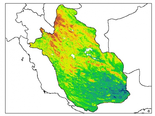  نقشه PH خاک محلول در آب در عمق 100 سانتیمتری استان  فارس