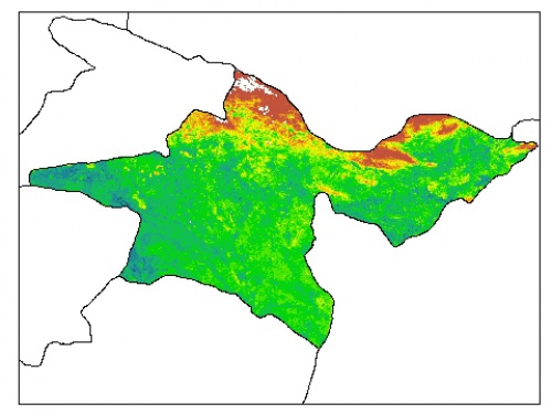  نقشه PH خاک محلول در آب در عمق صفر سانتیمتری استان  تهران