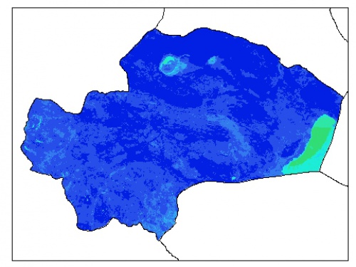  نقشه وزن مخصوص ظاهری خاک در عمق 100 سانتیمتری استان قم