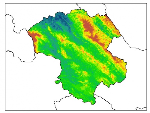  نقشه PH خاک محلول در آب در عمق 5 سانتیمتری استان  زنجان