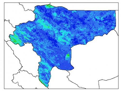  نقشه وزن مخصوص ظاهری خاک در عمق صفر سانتیمتری استان اصفهان