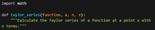  برنامه تبدیل تابع به سری تیلور (در زبان پایتون)