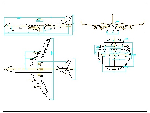  فایل اتوکد آبجکت هواپیمای مسافربری IL - 86