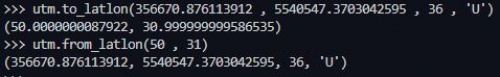  برنامه پایتون (python) تبدیل محتصات طول و عرض جغرافیایی به  UTM و بالعکس