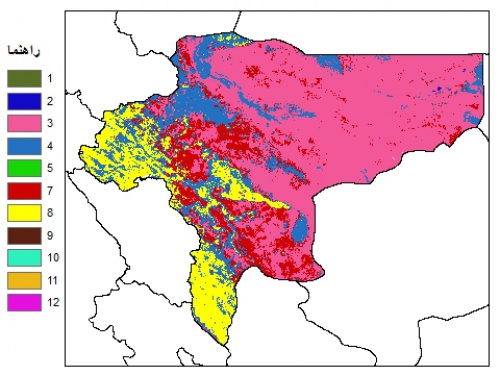  نقشه بافت خاک در عمق 100 سانتیمتری استان اصفهان