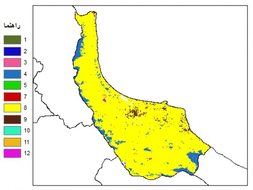  نقشه بافت خاک در عمق 30 سانتیمتری استان گيلان