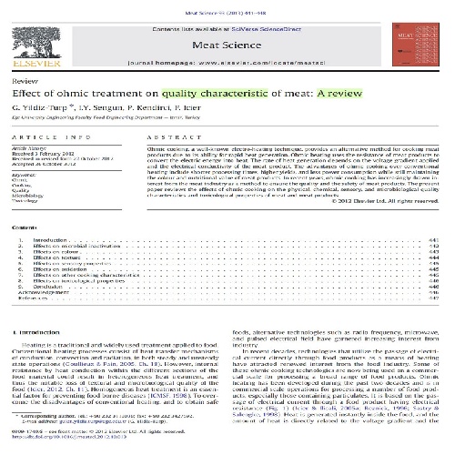  اصل و ترجمه مقاله لاتین Effect of ohmic treatment on quality characteristic of meat: A review