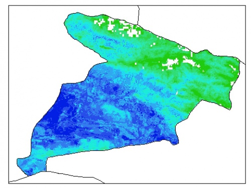  نقشه وزن مخصوص ظاهری خاک در عمق صفر سانتیمتری استان البرز