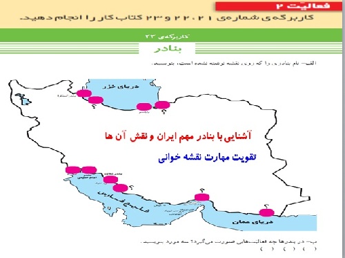  پاورپوینت فصل نهم مطالعات اجتماعی ششم(دریاهای ایران) 