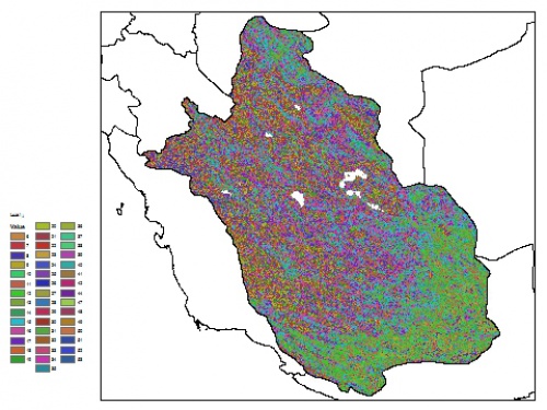  نقشه ظرفیت تبادلی کاتیون خاک در عمق 15 سانتیمتری استان فارس
