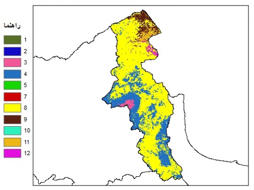  نقشه بافت خاک در عمق 100 سانتیمتری استان اردبيل