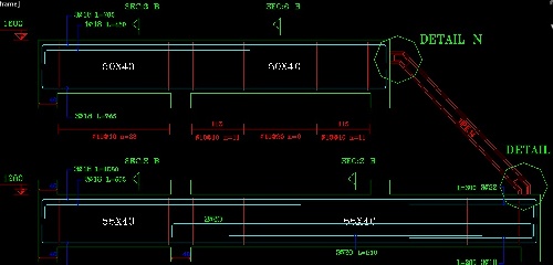  دتایل اجرایی تیر فرعی آسانسور و قسمت شیبدار سقف آخر