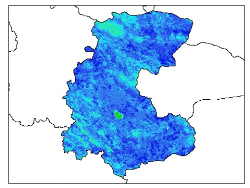  نقشه وزن مخصوص ظاهری خاک در عمق صفر سانتیمتری استان مركزي