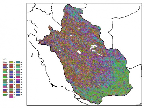  نقشه ظرفیت تبادلی کاتیون خاک در عمق 30 سانتیمتری استان فارس