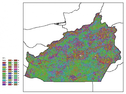  نقشه ظرفیت تبادلی کاتیون خاک در عمق 5 سانتیمتری استان سمنان