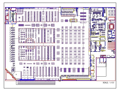  فایل اتوکد طراحی فروشگاه (سوپرمارکت) همراه با پلان های دقیق و جزئیات طراحی