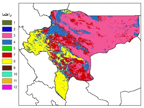  نقشه بافت خاک در عمق 60 سانتیمتری استان اصفهان