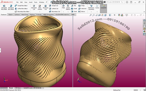  آموزش پیشرفته سالیدورک طراحی بشکه قرشده در solidworks