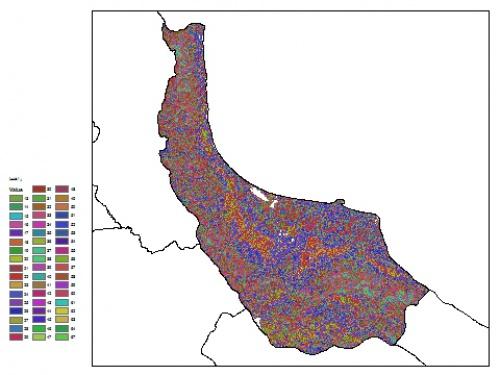  نقشه ظرفیت تبادلی کاتیون خاک در عمق صفر سانتیمتری استان گيلان