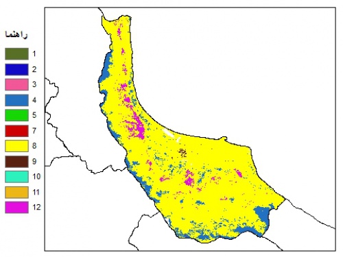 نقشه بافت خاک در عمق 200 سانتیمتری استان گيلان