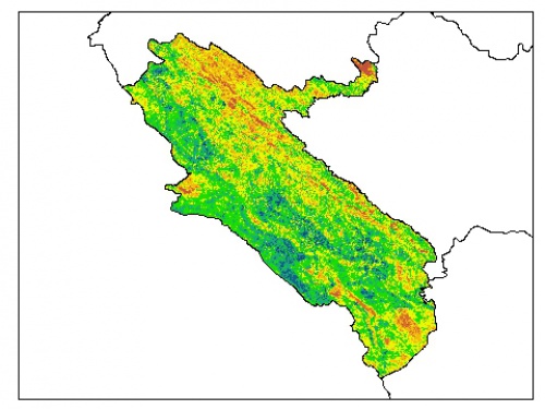  نقشه PH خاک محلول در آب در عمق صفر سانتیمتری استان  ايلام