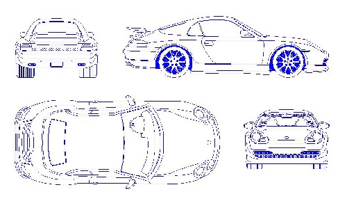  بلوک و فایل اتوکد - خودرو پرشه باکستر 2000 -Porsche Boxster