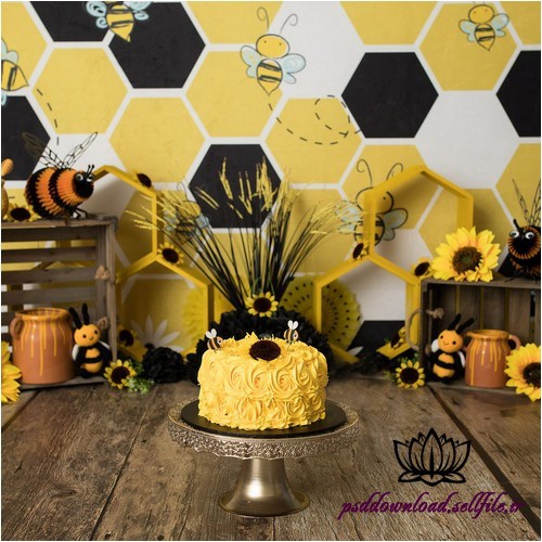  بک دراپ تولد تم زنبور عسل -کد 2877
