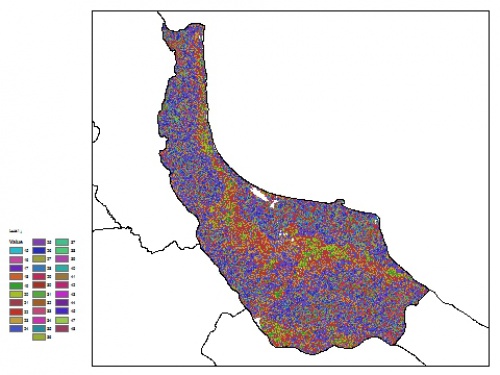  نقشه ظرفیت تبادلی کاتیون خاک در عمق 5 سانتیمتری استان گيلان