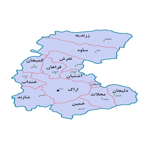  وکتور استان مرکزی به تفکیک شهرستان ها