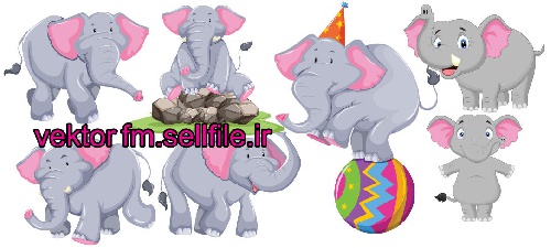  وکتور فیل کارتونی-استیکر  فیل-وکتور حیوان-فایل کورل