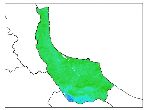  نقشه وزن مخصوص ظاهری خاک در عمق صفر سانتیمتری استان گيلان