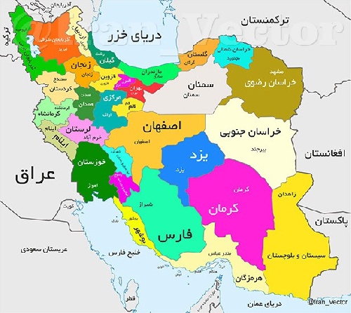  نقشه ایران، وکتور به تفکیک استانها و مراکز استانها