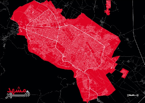  فایل وکتور pdf طرح گرافیکی نقشه خیابان های شهر مشهد(طرح2)