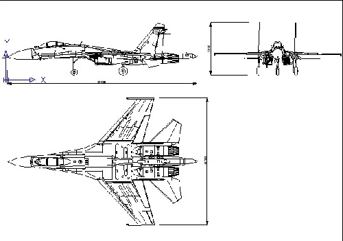  فایل اتوکد آبجکت هواپیمای جت سوخو 35