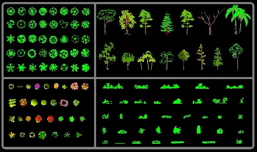  فایل اتوکد آبجکت درخت ، بوته 