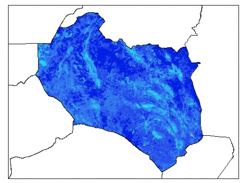  نقشه وزن مخصوص ظاهری خاک در عمق صفر سانتیمتری استان خراسان جنوبي