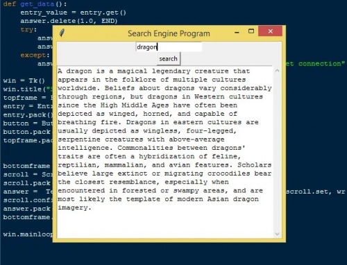  برنامه موتور جستجو با استفاده از کد Tkinter در پایتون