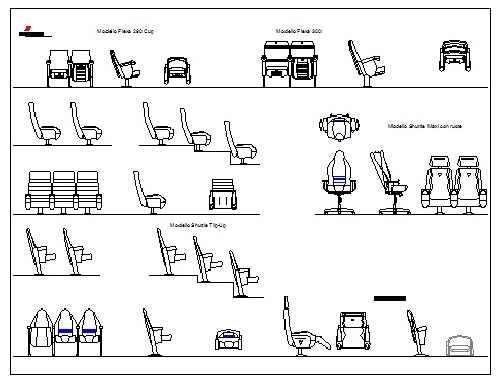  فایل اتوکد آبجکت انواع مبلمان و صندلی های سالن همایش، کنفرانس و سالن سینما