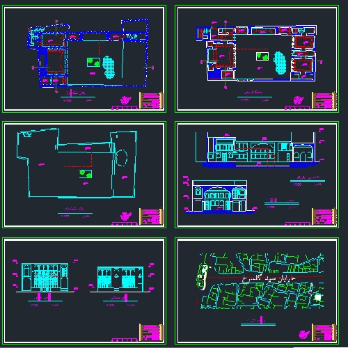  نقشه های اتوکد خانه مسرت یزد - 6 شیت اتوکد
