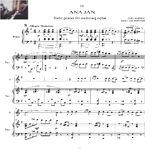  نت آهنگ آذری آنا جان برای پیانو آواز در4ص فرمت pdf