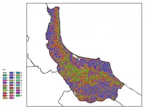  نقشه ظرفیت تبادلی کاتیون خاک در عمق 15 سانتیمتری استان گيلان